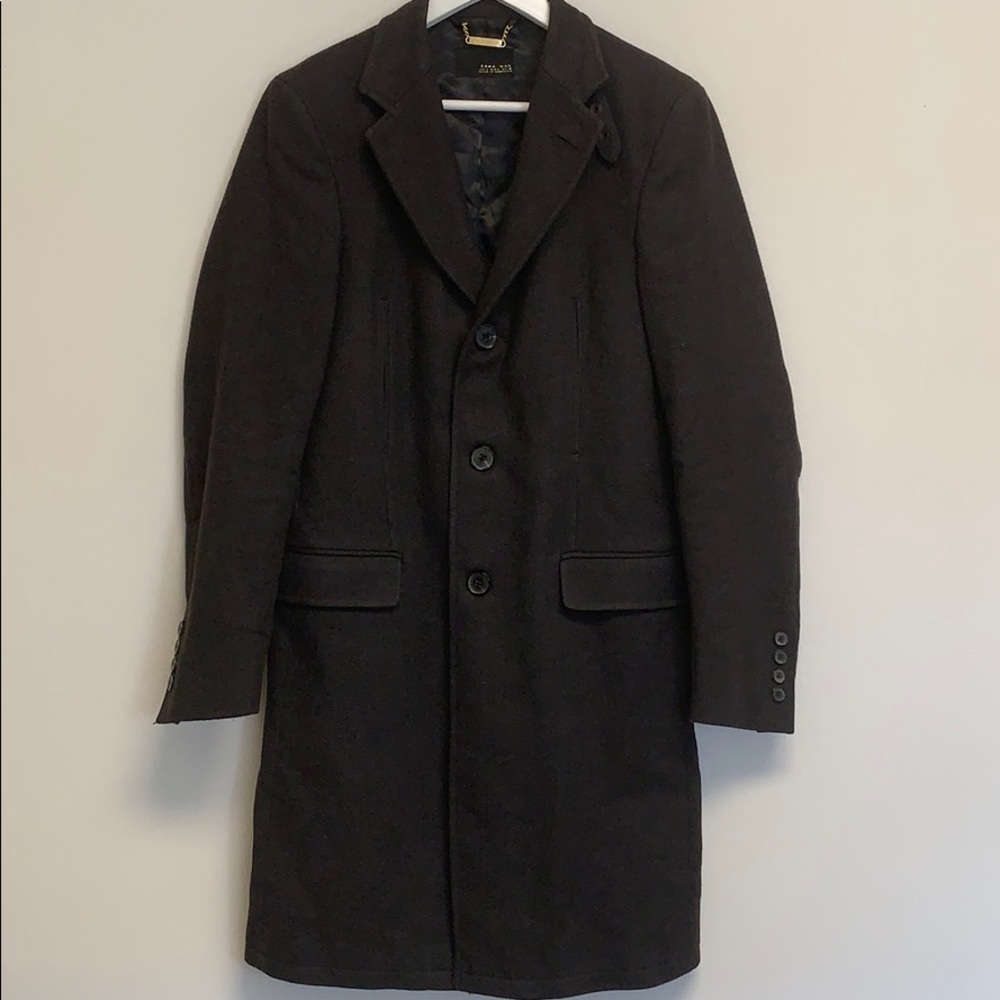 Zara man brown pea coat sz small